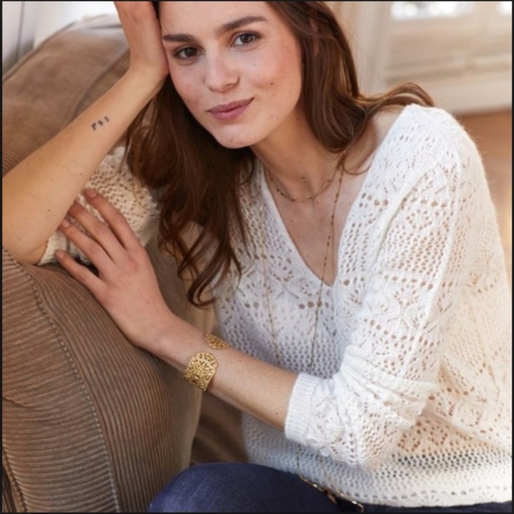 Sezane white Knit Sweater Jumper reversible - Picture 3 of 15